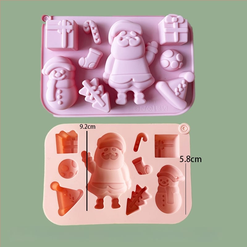 Formă din silicon pentru Moș Crăciun și Brad – Multifuncțională pentru cofetărie, mousse de ciocolată, lumânare, ipsos și săpun