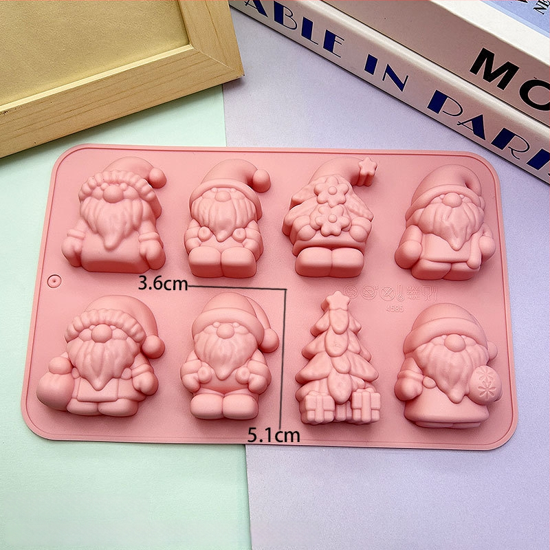 Formă din silicon pentru Moș Crăciun și Brad – Multifuncțională pentru cofetărie, mousse de ciocolată, lumânare, ipsos și săpun