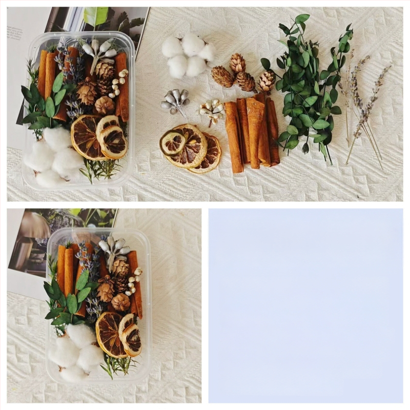 Kit materiale DIY: flori uscate, plante naturale, scorțișoară, decorațiuni lucrate manual