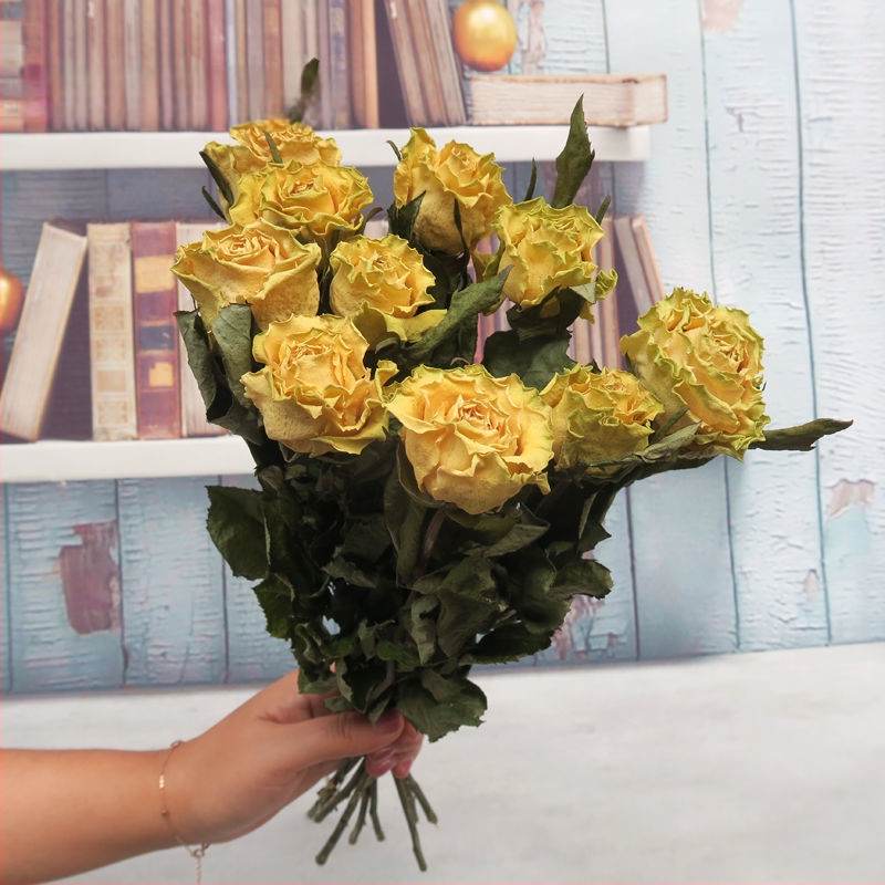 Buchet cu ramuri uscate de trandafiri pentru decor de perete, necolorat