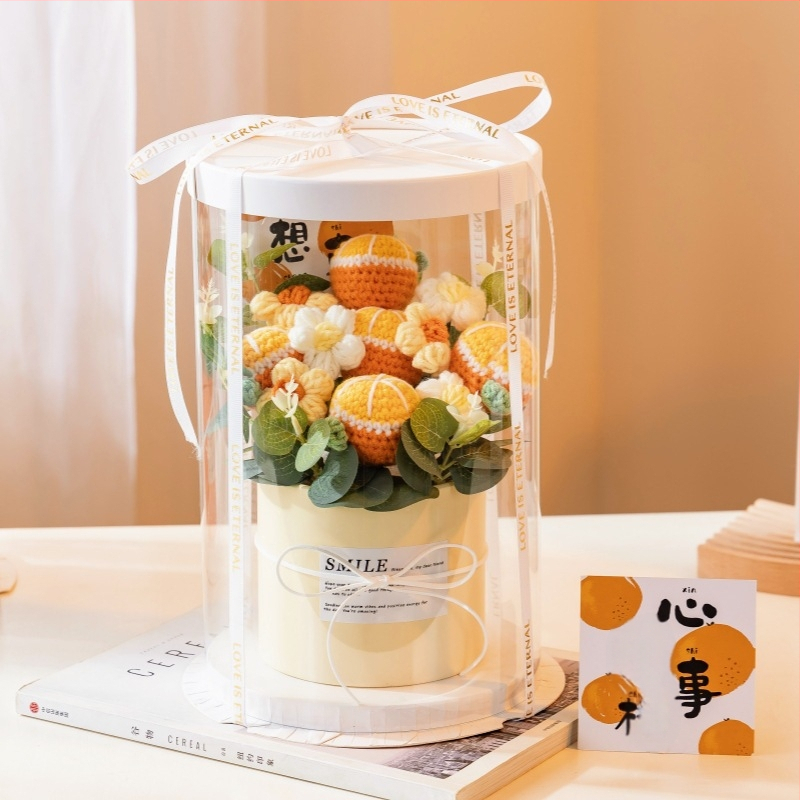 Buchet de Flori Tricotat Manual, Trandafiri Veșnici, Brand Happy Flowers, Ornament pentru Ziua Profesorului