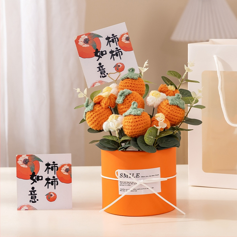Buchet de Flori Tricotat Manual, Trandafiri Veșnici, Brand Happy Flowers, Ornament pentru Ziua Profesorului