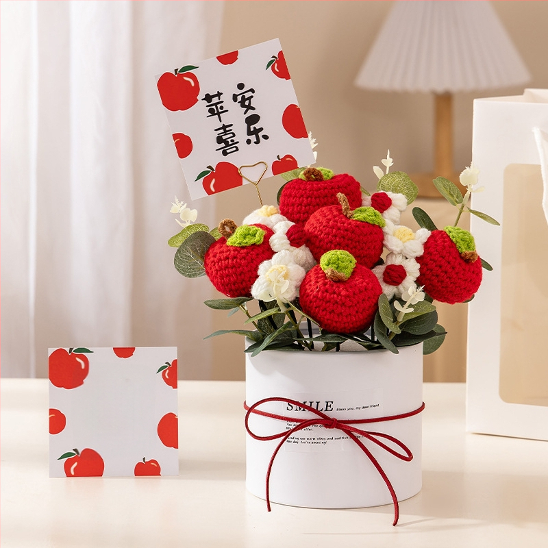 Buchet de Flori Tricotat Manual, Trandafiri Veșnici, Brand Happy Flowers, Ornament pentru Ziua Profesorului