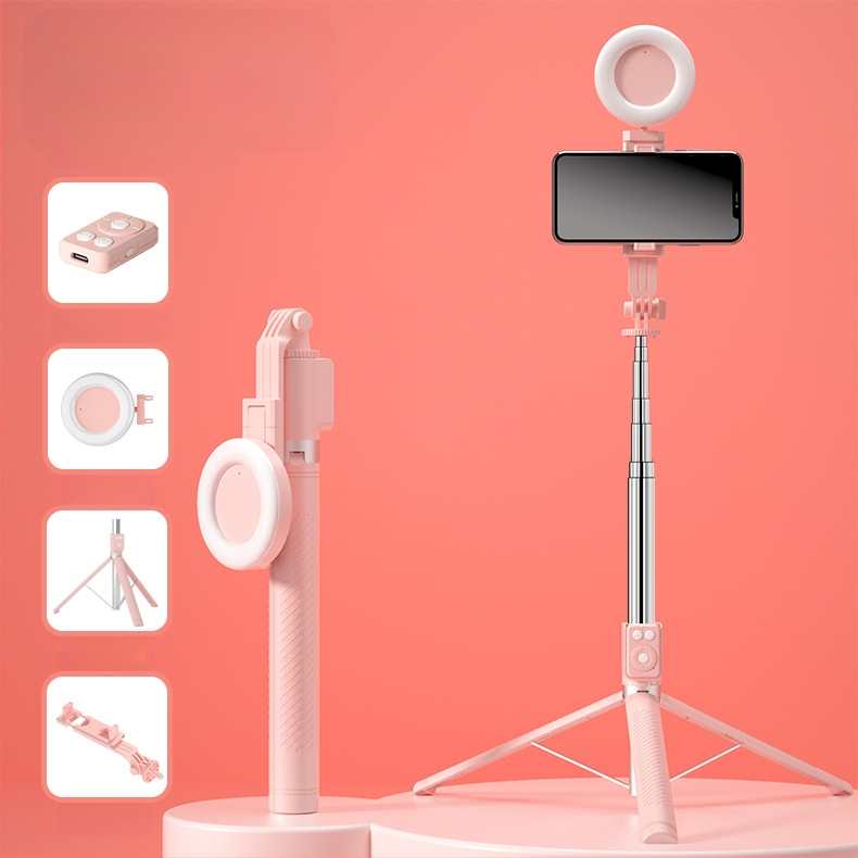 BT12 Bluetooth selfie bot és állvány LED világítással, távirányítóval