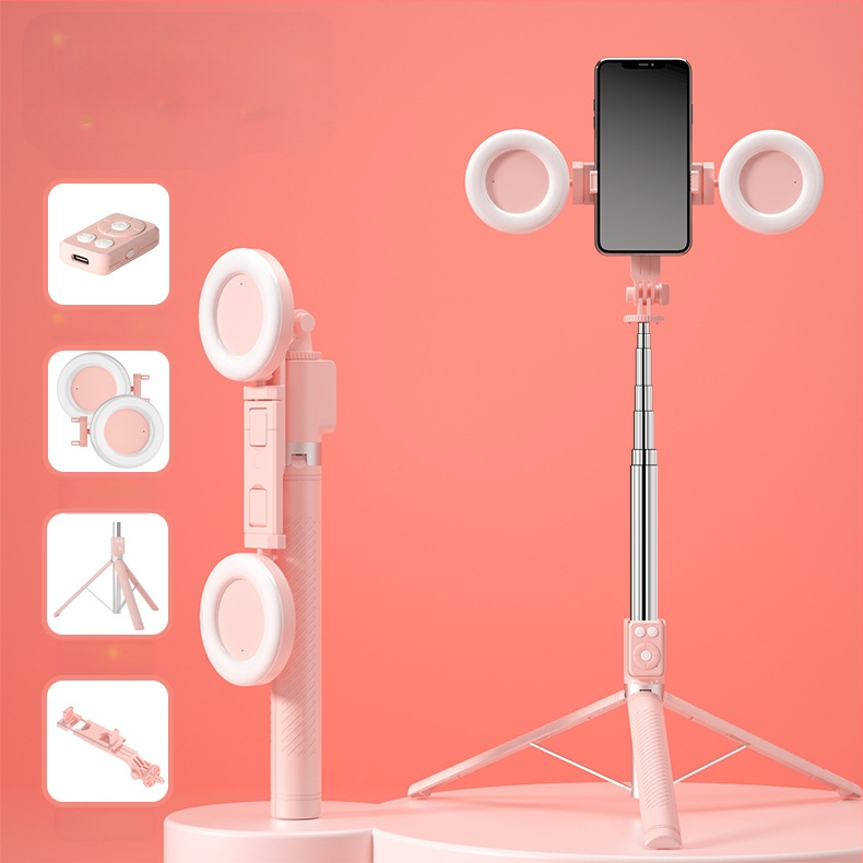 BT12 Bluetooth selfie bot és állvány LED világítással, távirányítóval