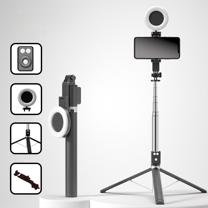 BT12 Bluetooth selfie bot és állvány LED világítással, távirányítóval