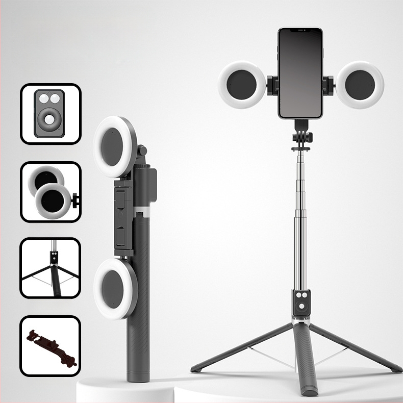 BT12 Bluetooth selfie bot és állvány LED világítással, távirányítóval