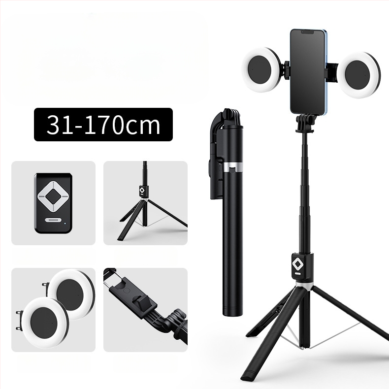 BT12 Bluetooth selfie bot és állvány LED világítással, távirányítóval