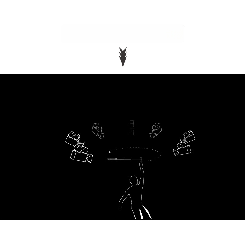 Bullet Time selfie stick fogó forgó felvétellel, 5 részű alumínium ötvözet, teherbírás 2–5 kg