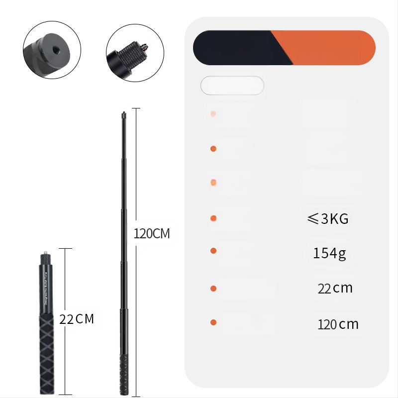 Bullet Time selfie stick fogó forgó felvétellel, 5 részű alumínium ötvözet, teherbírás 2–5 kg