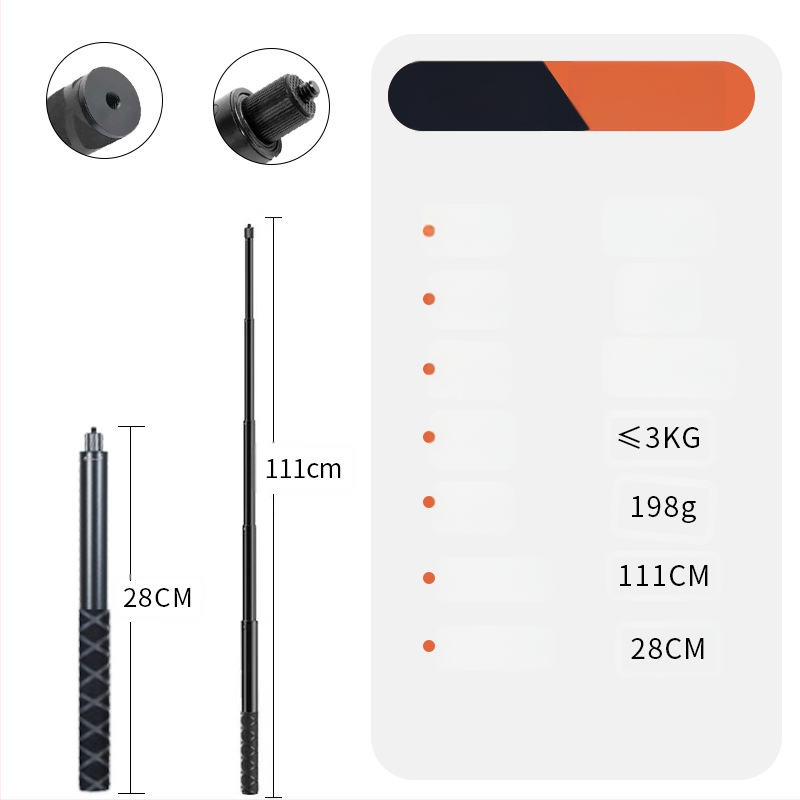 Bullet Time selfie stick fogó forgó felvétellel, 5 részű alumínium ötvözet, teherbírás 2–5 kg