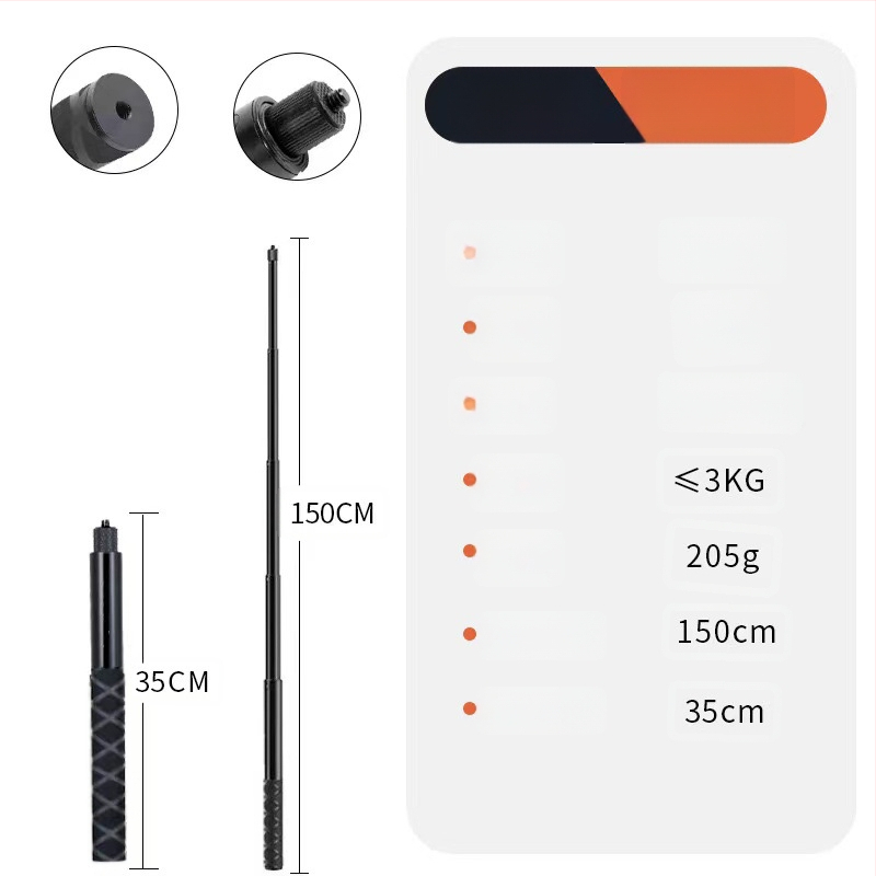 Bullet Time selfie stick fogó forgó felvétellel, 5 részű alumínium ötvözet, teherbírás 2–5 kg