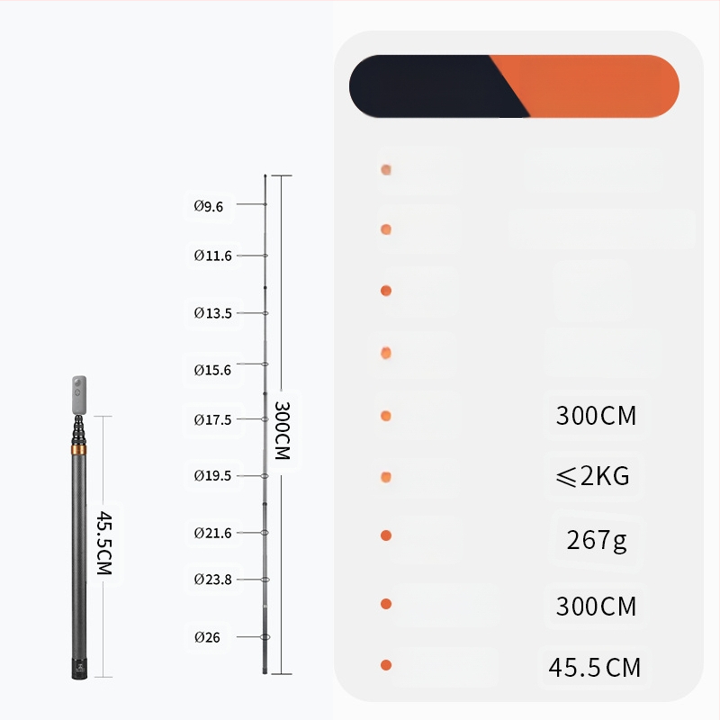 Bullet Time selfie stick fogó forgó felvétellel, 5 részű alumínium ötvözet, teherbírás 2–5 kg