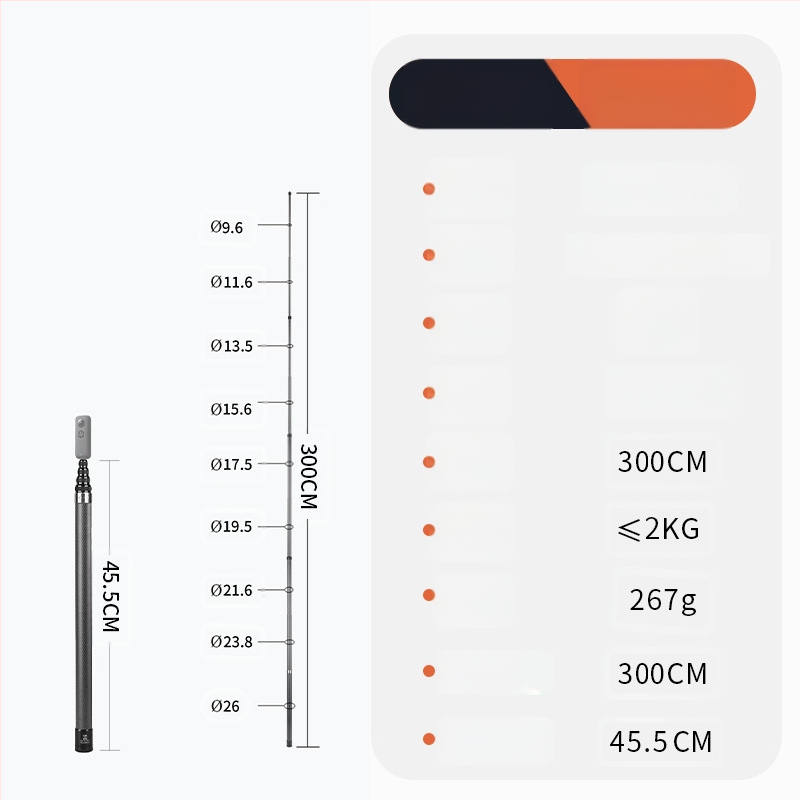 Bullet Time selfie stick fogó forgó felvétellel, 5 részű alumínium ötvözet, teherbírás 2–5 kg