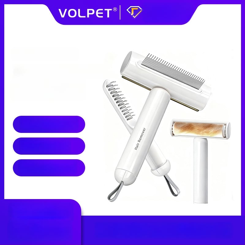Volpet/Wopet Îndepărtător de păr pentru animale de companie pentru pisici cu blană lungă — ABS, oțel inoxidabil, cauciuc, cap pătrat
