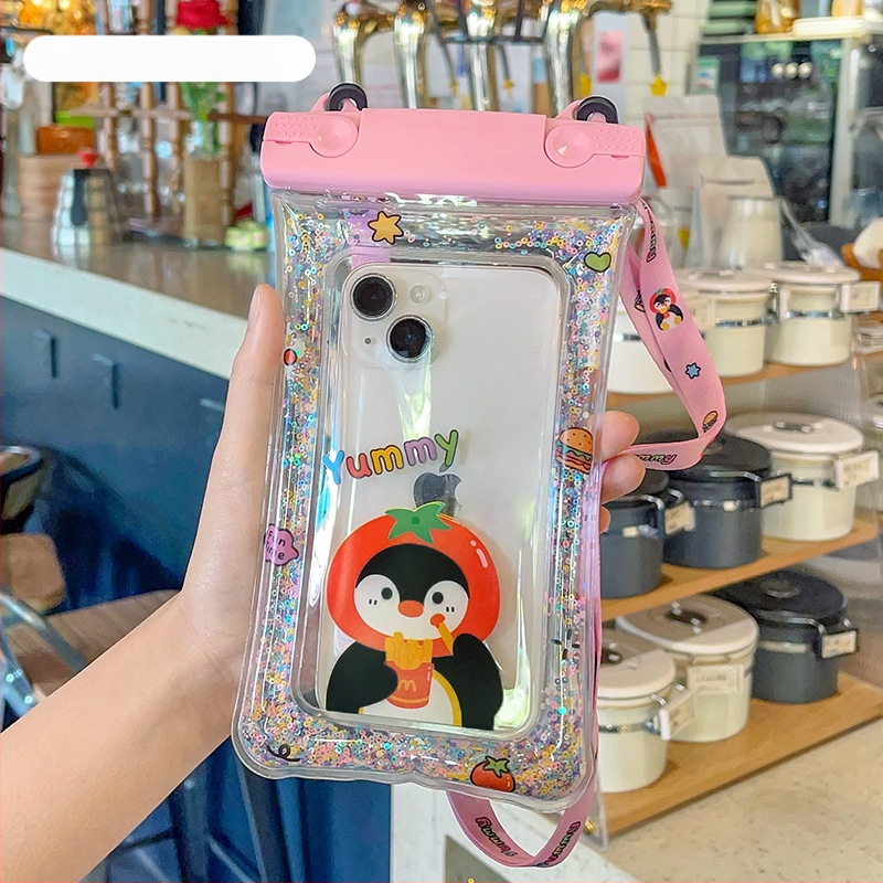 Vízálló telefontok dupla csatokkal és textilkötéllel – PVC zárt tok érintőképernyőhöz mobiltelefonokra (Kód Lh003)