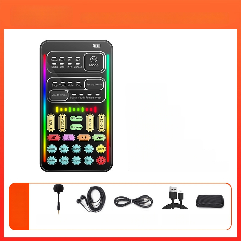 Card de sunet USB cu modificare de voce pentru streaming live pe mobil și PC — Model i9, baterie încorporată 500–800mAh, Bluetooth 4.0, 100Hz–20kHz, SNR ≥60dB