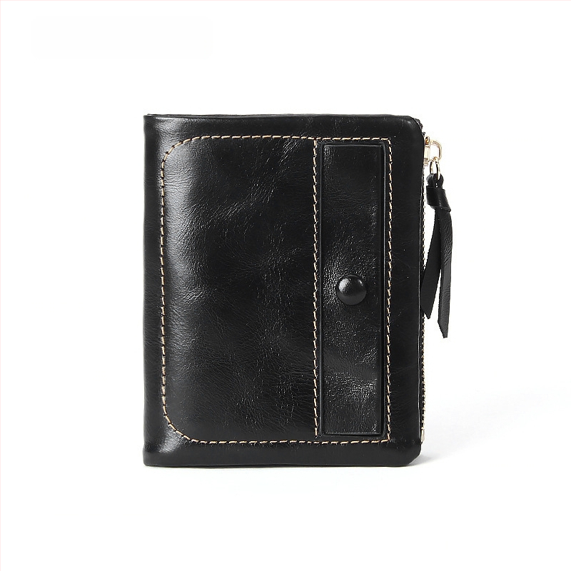 Igazi bőrből készült rövid pénztárca, első réteg marhabőrből, függőleges kártyatartó és érmés zseb