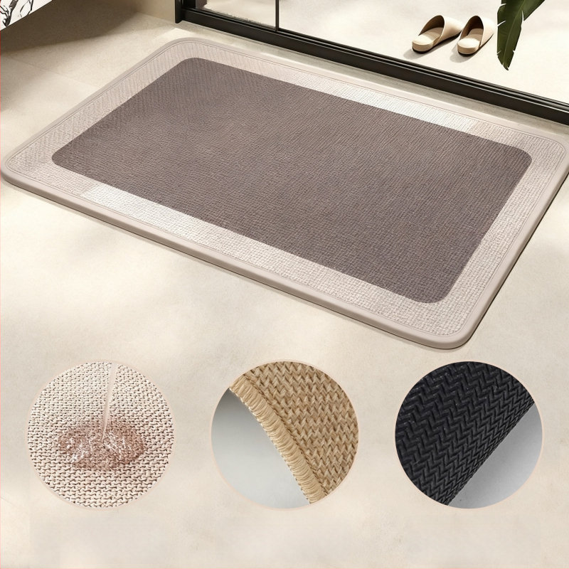 Japonijos stiliaus lino vonios kilimėlis, geometrinis raštas, kvadrato formos, skalbiamas, pritaikomas