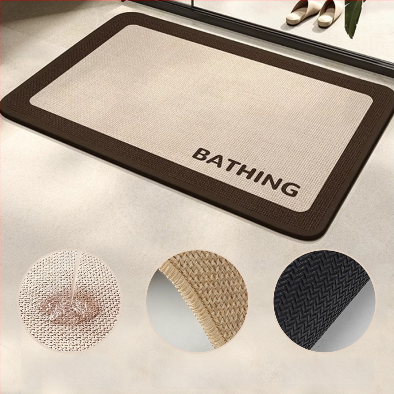 Japonijos stiliaus lino vonios kilimėlis, geometrinis raštas, kvadrato formos, skalbiamas, pritaikomas