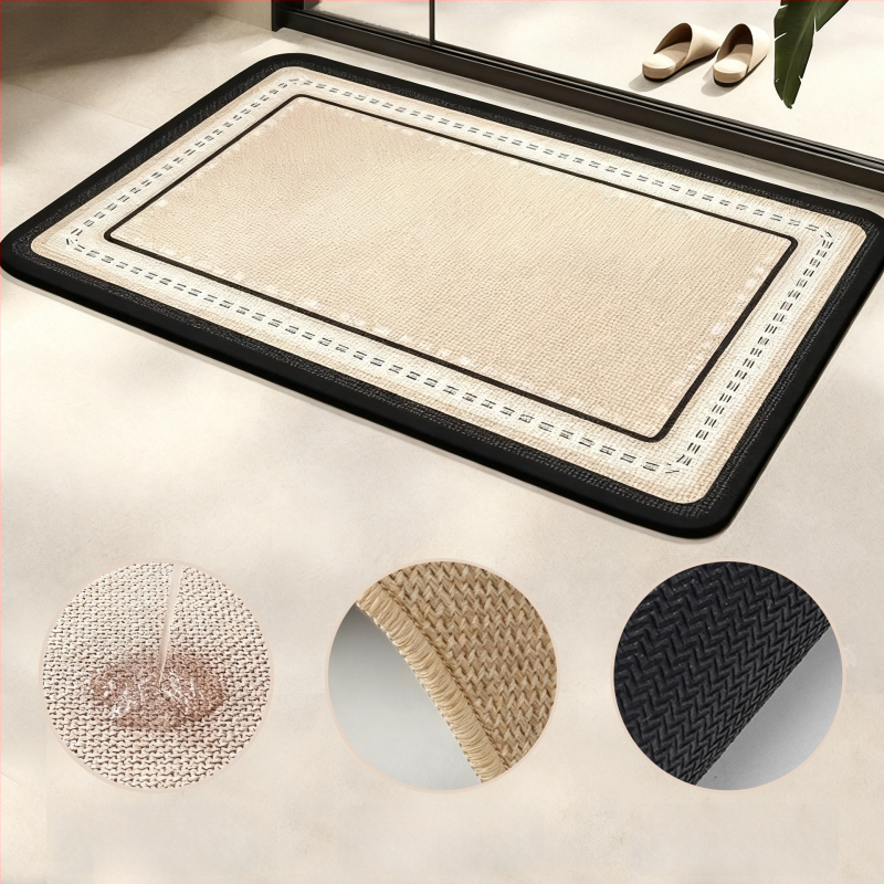 Japonijos stiliaus lino vonios kilimėlis, geometrinis raštas, kvadrato formos, skalbiamas, pritaikomas