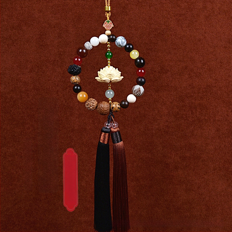 18 gyöngyös Bodhi autómedál – vintage fa belső dekoráció