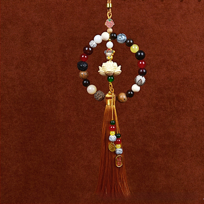 18 gyöngyös Bodhi autómedál – vintage fa belső dekoráció