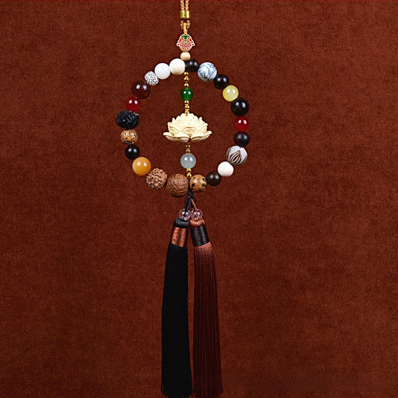 18 gyöngyös Bodhi autómedál – vintage fa belső dekoráció