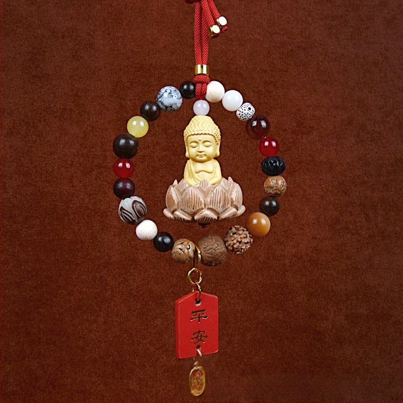 18 gyöngyös Bodhi autómedál – vintage fa belső dekoráció