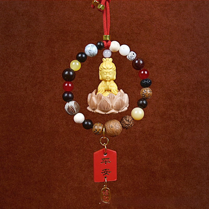 18 gyöngyös Bodhi autómedál – vintage fa belső dekoráció