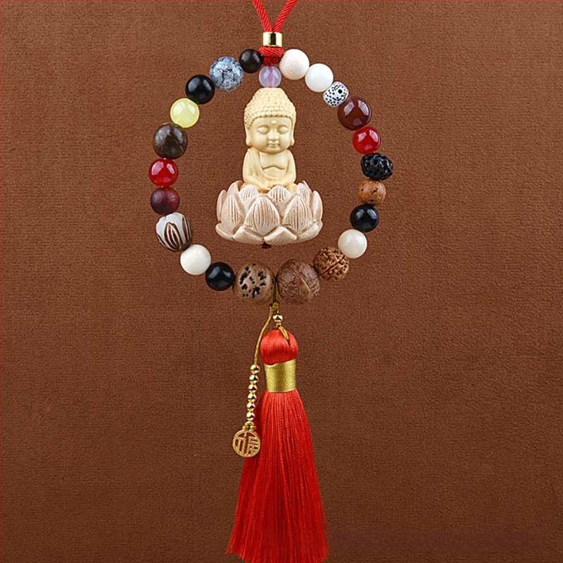 18 gyöngyös Bodhi autómedál – vintage fa belső dekoráció