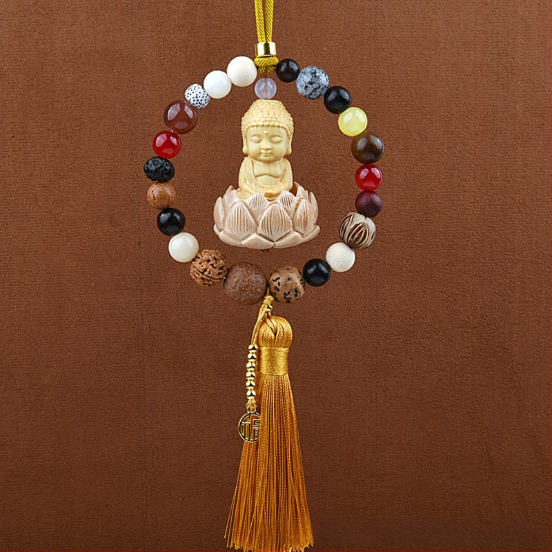 18 gyöngyös Bodhi autómedál – vintage fa belső dekoráció