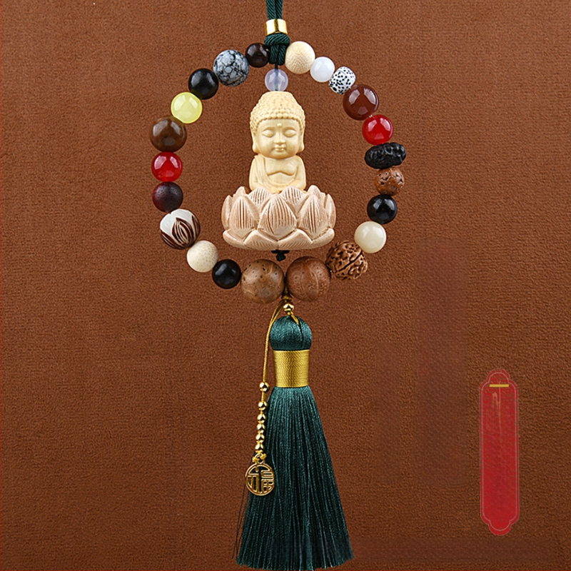 18 gyöngyös Bodhi autómedál – vintage fa belső dekoráció