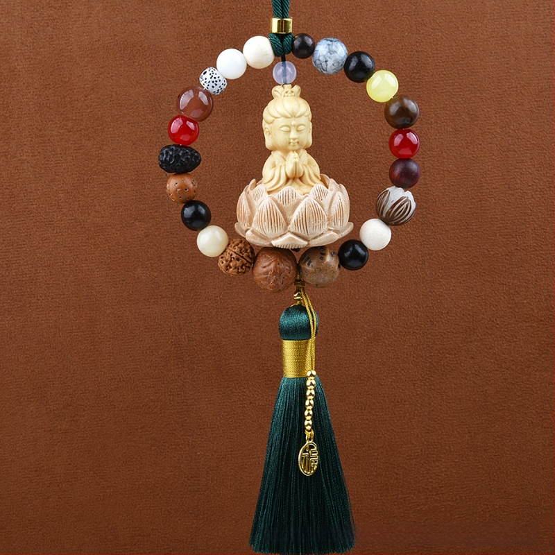 18 gyöngyös Bodhi autómedál – vintage fa belső dekoráció