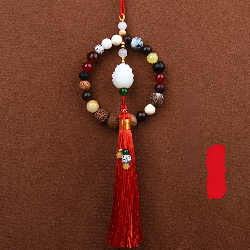 18 gyöngyös Bodhi autómedál – vintage fa belső dekoráció