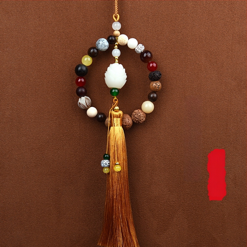 18 gyöngyös Bodhi autómedál – vintage fa belső dekoráció