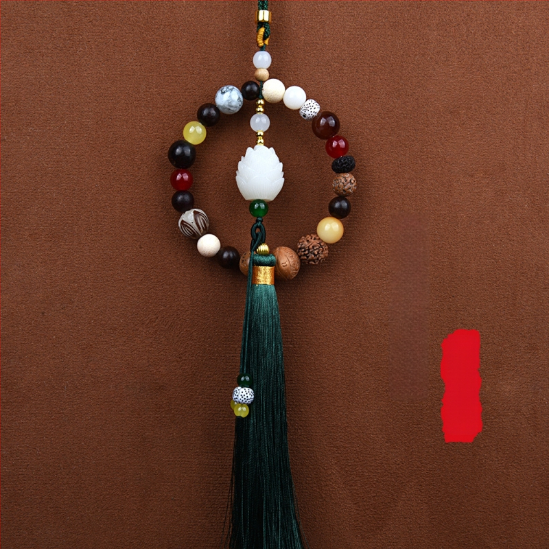 18 gyöngyös Bodhi autómedál – vintage fa belső dekoráció