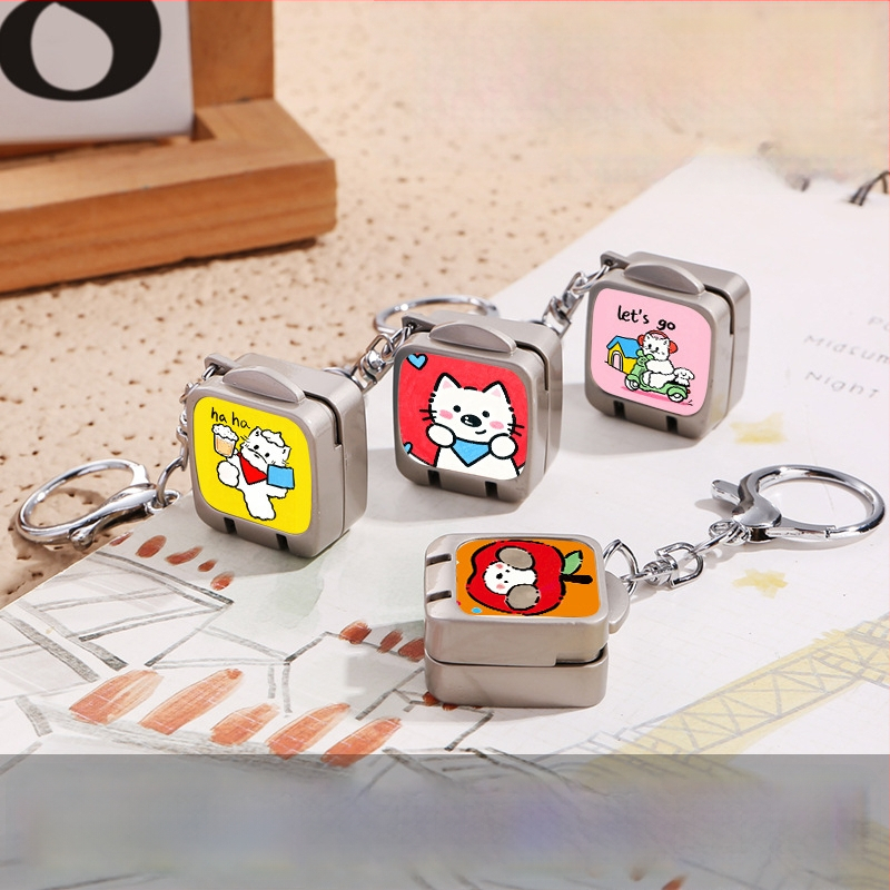 Clește de unghii portabil, pliabil, deschidere cu un singur clic – pandantiv drăguț pentru breloc cu temă pisică