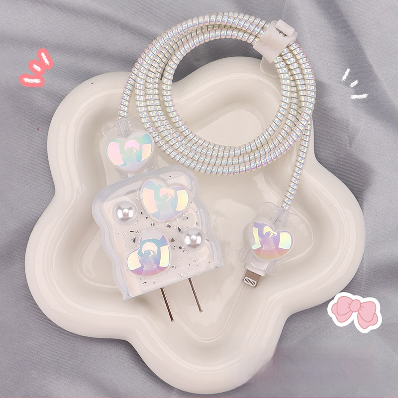 TPU защитен калъф за кабел за зареждане с вграден навивател, тип 12, стил навиване японски и корейски за iPhone и iPad