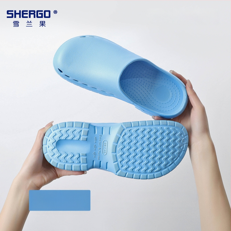 Pantofi chirurgicali unisex cu partea superioară EVA, talpă EVA, căptușeală din piele, toc în formă de pană, grosime talpă 3–5 cm