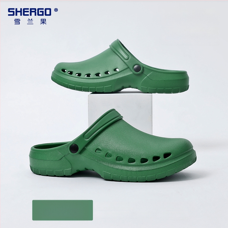 Pantofi chirurgicali unisex cu partea superioară EVA, talpă EVA, căptușeală din piele, toc în formă de pană, grosime talpă 3–5 cm