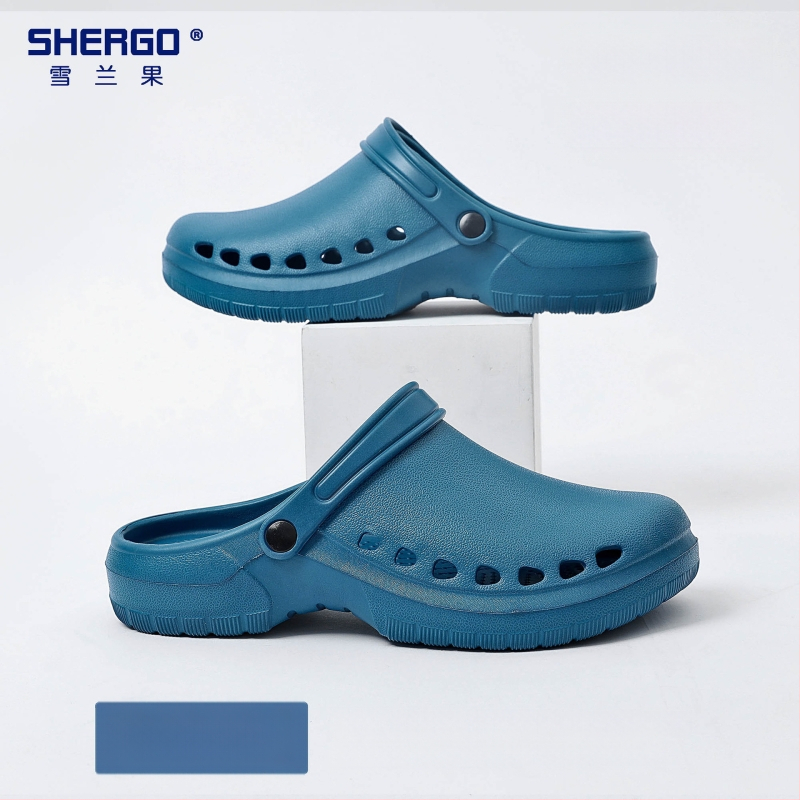 Pantofi chirurgicali unisex cu partea superioară EVA, talpă EVA, căptușeală din piele, toc în formă de pană, grosime talpă 3–5 cm