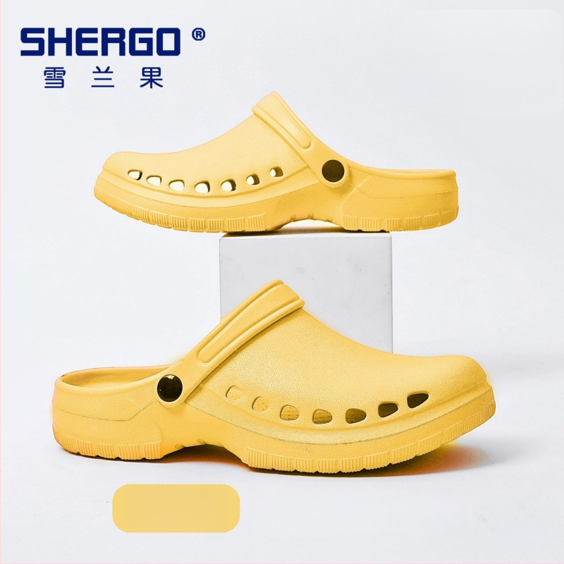 Pantofi chirurgicali unisex cu partea superioară EVA, talpă EVA, căptușeală din piele, toc în formă de pană, grosime talpă 3–5 cm