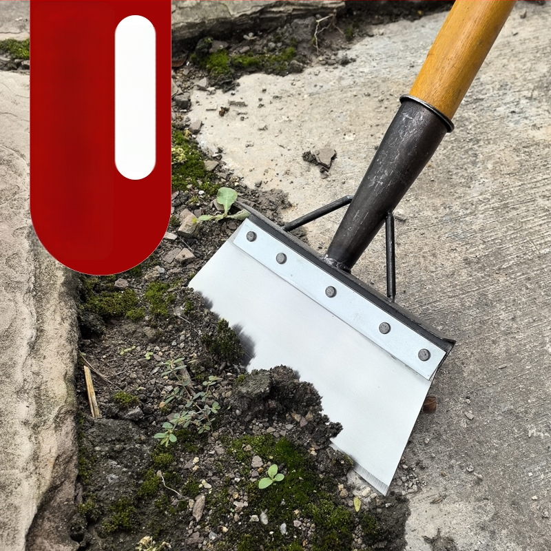 Многофункционална градинска лопата за сняг и плевели, карбонова стомана, дървена дръжка от евкалипт, тежка глава за почистване