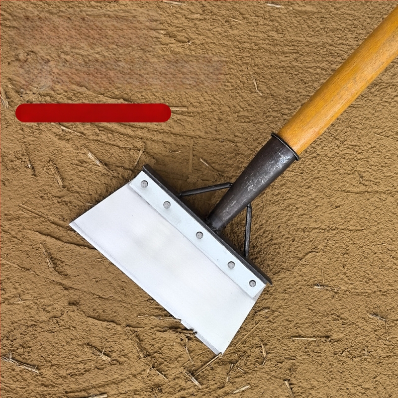 Многофункционална градинска лопата за сняг и плевели, карбонова стомана, дървена дръжка от евкалипт, тежка глава за почистване