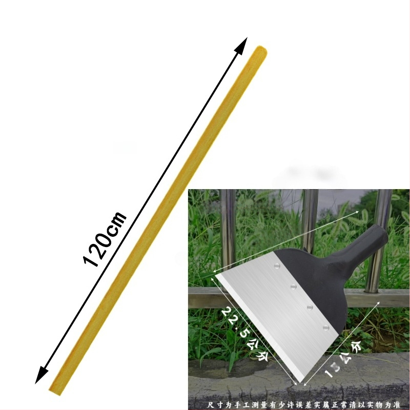 Многофункционална градинска лопата за сняг и плевели, карбонова стомана, дървена дръжка от евкалипт, тежка глава за почистване