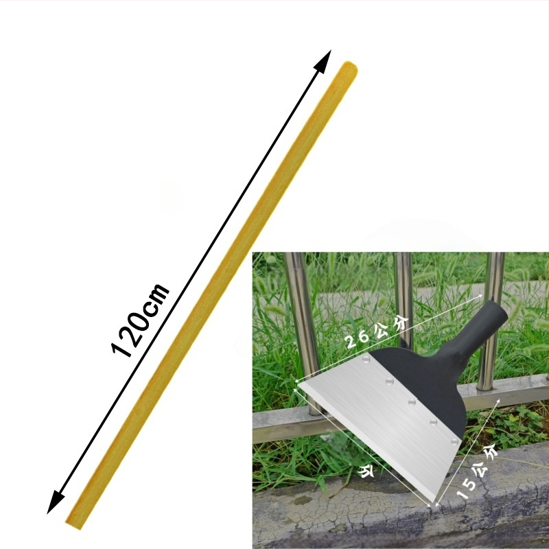 Многофункционална градинска лопата за сняг и плевели, карбонова стомана, дървена дръжка от евкалипт, тежка глава за почистване