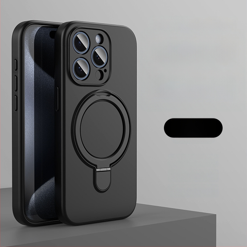 Husă de telefon pentru iPhone 14 Pro Max cu suport magnetic, silicon lichid, rezistentă la cădere, antiamprente