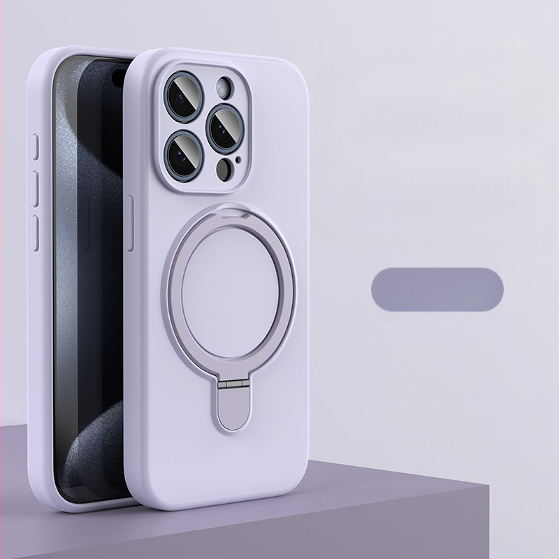 Husă de telefon pentru iPhone 14 Pro Max cu suport magnetic, silicon lichid, rezistentă la cădere, antiamprente