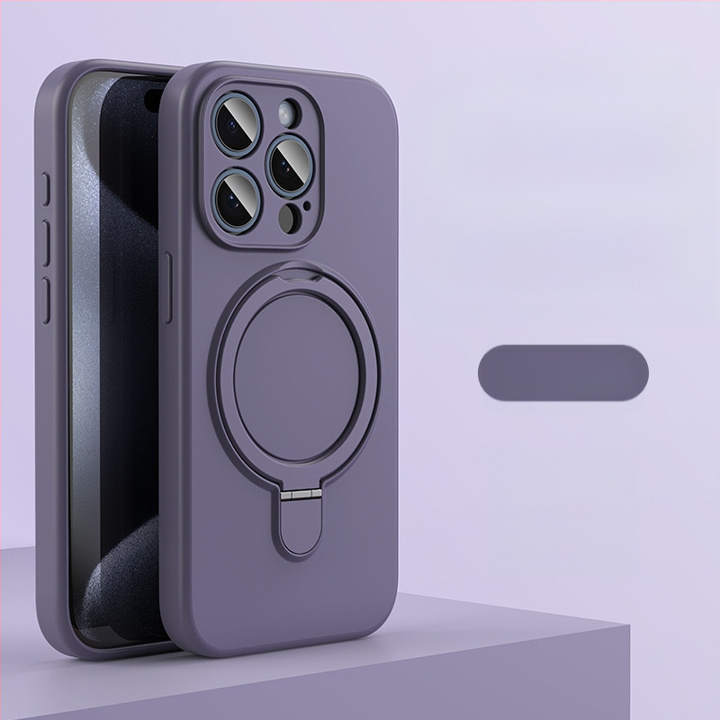 Husă de telefon pentru iPhone 14 Pro Max cu suport magnetic, silicon lichid, rezistentă la cădere, antiamprente